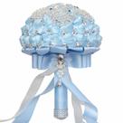 Buquê de casamento nupcial de rosas de cetim azul claro com strass
