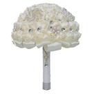 Buquê de casamento nupcial, rosas de cetim, pérolas, strass, marfim