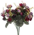 Buquê de flores artificiais Duovlo Mini Rose, 21 cabeças x 2 roxas