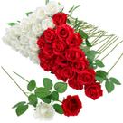 Buquê de flores artificiais Hoemwarm, rosa vermelha e branca x36