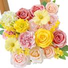 Buquê de flores artificiais Serwalin rosa amarelo de seda DIY