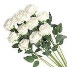 Buquê de flores artificiais Veryhome Silk Roses, 10 peças brancas