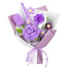 Buquê de flores de crochê MengxFly Purple Tulip Rose feito à mão