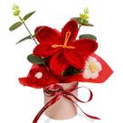 Buquê de flores de tulipa de crochê feito à mão por Hlenbin, vermelho