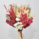 Buquê de flores desidratadas vermelho e verde