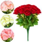 Buque de Flores Grande Com 24 Rosas Artificiais Para Decorações