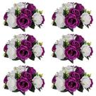 Buquê de flores NUPTIO Fake Flower Ball com 15 cabeças roxa e branca