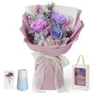 Buquê de flores preservadas Childom com 3 rosas roxas
