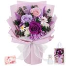 Buquê de flores preservadas TYL & TYS Real Roses 13,5 polegadas em roxo