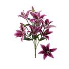 Buquê de Lírio Artificial Rosa Pink com Folhas Formosinha