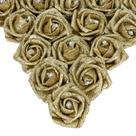 Buquê de rosas artificiais IPOPUL 25 peças com glitter dourado e 22,5 cm