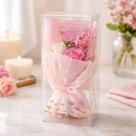 Buquê Decorativo Rosa Com Caixa Transparente Rosa Buquê Decorativo Rosa Com Caixa Transparente Rosa
