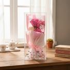 Buquê Enfeite Rosa Com Caixa Transparente 28cm Presente Buquê Enfeite Rosa Com Caixa Transparente 28cm Presente