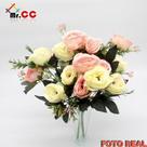 Buquê Rosa Envelhecido Galho C/9 Flores Artificial Mesclada