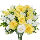 Buquês de flores artificiais HUAESIN Silk Rose Peony Yellow