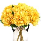 Buquês de flores de hortênsia de seda artificial, 6 peças - amarelos