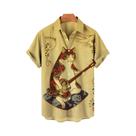 Bushido japonês Pet roupas, camisa havaiana unisex, gato animal 3D Print, verão, 2024