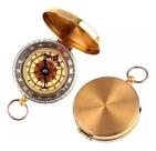 Bússola Tipo Relógio Bolso Bronze Luz Fosforescente