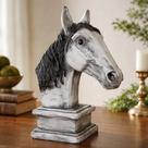Busto Cabeça Cavalo Escultura Decorativa Arte Própria 26cm! Branco Crina Preta Busto Cabeça Cavalo Escultura Decorativa Arte Própria 26cm! Branco Crina Preta