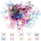 Butterfly Appliques, prata, tecido de organza, 60 unidades, 10 estilos