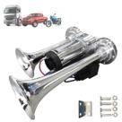 Buzina 2 Cornetas Caminhão Trem 12v C/ Compressor e Rele Buzina 2 Cornetas Caminhão Trem 12v C/ Compressor e Rele