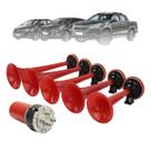 Buzina a Ar Gauss 5 Cornetas La Cucaracha Relé Som Potente Caminhão Carro Compressor Universal 12V