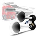 Buzina Eletropneumática Vetor Auto Para Caminhão 2 Cornetas Cromadas 12v Com Solenóide - VT043