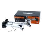 Buzina Maritima Cromada 2 Cornetas para Caminhão 12V 24V Bratus Metal Elétrica Potente Som Alto