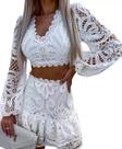 C0511-Conjunto Festa Balada Sexy Top Cropped Saia Lese Laise M450