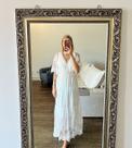 C1001-Vestido longo Elegante Bordado Renda Festa Casamento Civil Noiva Réveillon Branco Plus Size
