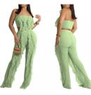 C1507-Conjunto Feminino Top Cropped Calça Tule Babado Festa 448k
