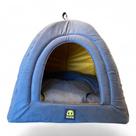 Cabana e Cama ShuDog 2 em 1, para Cães e Gatos Azul Marinho com Amarelo