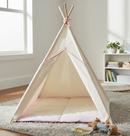 Cabana tenda toca casinha infantil com tapete acolchoado detalhes em rosa 135x110x110cm