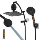 Cabeça de chuveiro Combo Hibbent All Metal 25 cm com filtro preto fosco