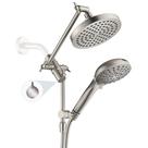 Cabeça de chuveiro de chuva BRIGHT SHOWERS com spray portátil, lavadora elétrica embutida, cabeça de chuveiro dupla de alta pressão com braço de extensão ajustável, desviador de 3 vias, portátil de 9 modos, mangueira de 69 polegadas de comprimento, níquel escovado