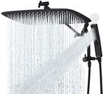 Cabeça de chuveiro G-Promise All Metal de 40 cm com preto fosco portátil