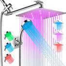 Cabeça de chuveiro HUUKE LED 25cm Rain High Pressure com extensão