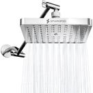 Cabeça de chuveiro SparkPod Square Rain com braço de extensão cromado Cabeça de chuveiro SparkPod Square Rain com braço de extensão cromado