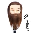 Cabeça de manequim Amyqueen Male com cabelo humano 30 cm com suporte