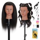 Cabeça de manequim Demides 100% cabelo humano real de 40 cm