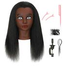 Cabeça de manequim LECIPO 100% cabelo humano real com suporte de 56 cm