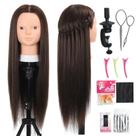 Cabeça de Manequim Opini 26 Polegadas - 80% Cabelo Humano Castanho Escuro
