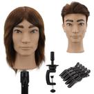 Cabeça de manequim WDQXCQA, barbeiro masculino, cosmetologia, marrom escuro