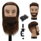 Cabeça de manequim WDQXCQA masculina com cabelo 100% humano 30 cm com barba
