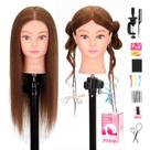 Cabeça de manequim YODIDI 100% cabelo humano 22-24 polegadas com ferramentas