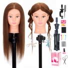 Cabeça de manequim YODIDI 22-24 cm de cabelo humano com suporte de tripé Cabeça de manequim YODIDI 22-24 cm de cabelo humano com suporte de tripé