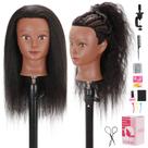 Cabeça de manequim YODIDI com cabelo 100% humano de 16 polegadas