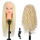 Cabeça de manequim ZOMOI 26-28 com 80% de cabelo real e suporte de braçadeira