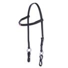 Cabeçada para Cavalo de Sola com Aplique Pequeno Modelo Mangalarga, na cor Preto