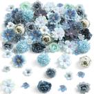 Cabeças de flores artificiais Rongflower Faux Mini Blue Peony Daisy Cabeças de flores artificiais Rongflower Faux Mini Blue Peony Daisy